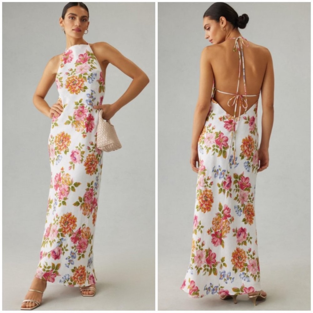 NWT Reformation Selia Floral Linen Maxi Dress - Size XL
